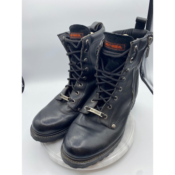 Harley-Davidson Other - Harley Davidson Mens 13 Motorcycle Boots Black Leather Side Zip Lug Sole 91028